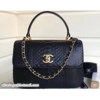 Luxury Chanel Python Trendy CC Small Flap Top Handle Bag A92236/A92723 Black 2018