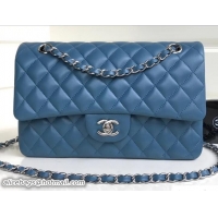 1:1 aaaaa Chanel Classic Flap Medium Bag A1112 Denim Blue in Sheepskin Leather with Silver Hardware