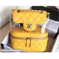 Low Price Chanel Crumpled Calfskin/PVC Aquarium Backpack Bag A57826 Yellow 2018