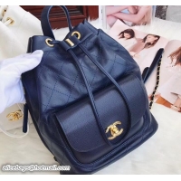 Unique Style Chanel Grained Calfskin Flap Drawstring Backpack Bag 530011 Royal Blue 2018