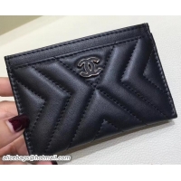 Charming Chanel Calfskin Card Holder 606011 Black 2018