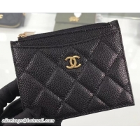 Purchase Chanel Grained Calfskin Classic Card Holder A84105 Black/Gold 2018