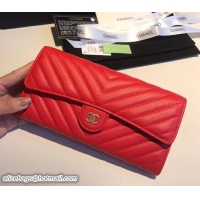 Unique Style Chanel Chevron Flap Wallet 606016 Red