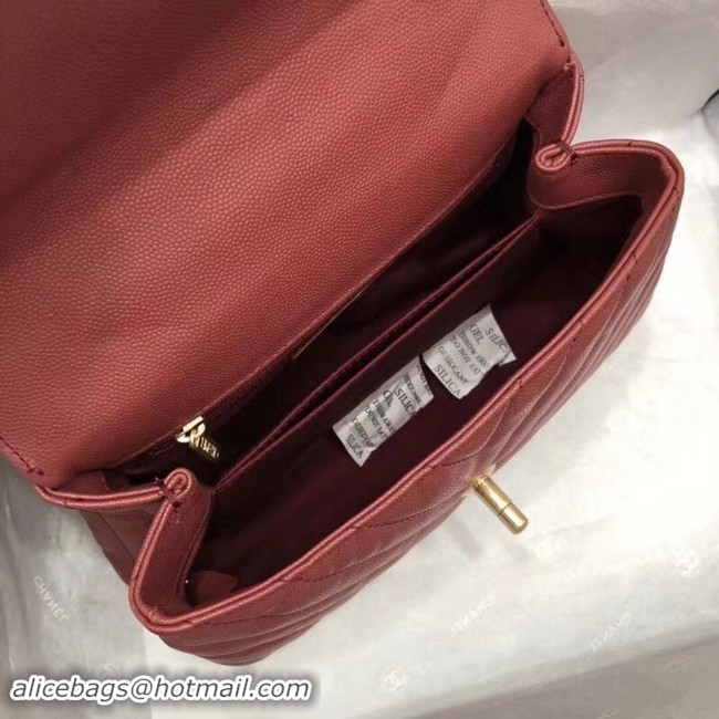 Discount Chanel Small Flap Bag with Top Handle A92990 Wine