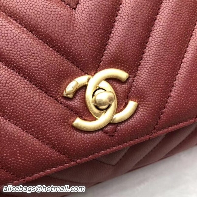 Discount Chanel Small Flap Bag with Top Handle A92990 Wine