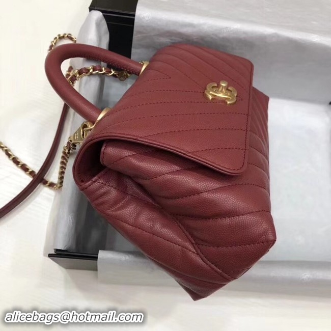 Discount Chanel Small Flap Bag with Top Handle A92990 Wine