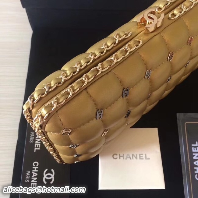 Shop Duplicate Chanel Minaudiere Metallic Lambskin & Ruthenium-Finish Metal 78985 GOLD