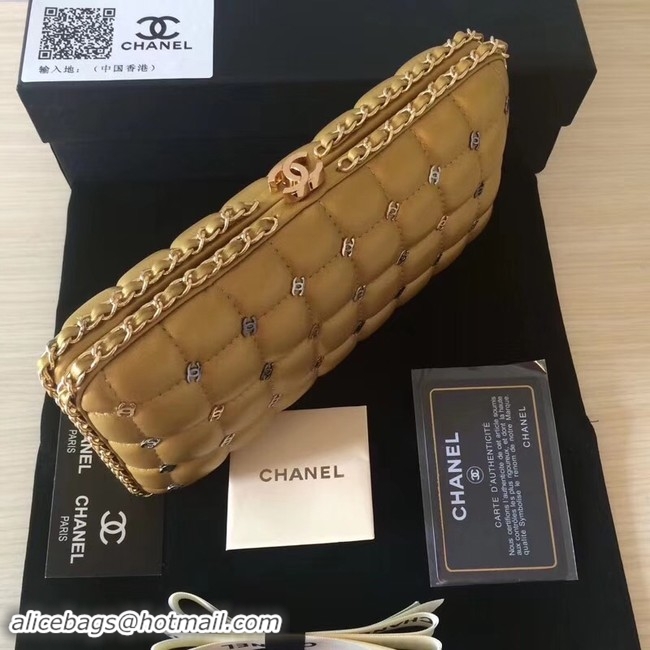 Shop Duplicate Chanel Minaudiere Metallic Lambskin & Ruthenium-Finish Metal 78985 GOLD