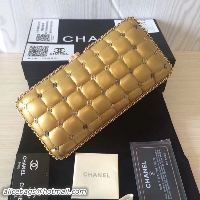 Shop Duplicate Chanel Minaudiere Metallic Lambskin & Ruthenium-Finish Metal 78985 GOLD