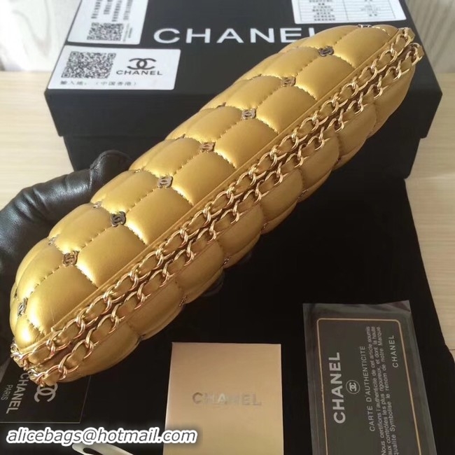 Shop Duplicate Chanel Minaudiere Metallic Lambskin & Ruthenium-Finish Metal 78985 GOLD