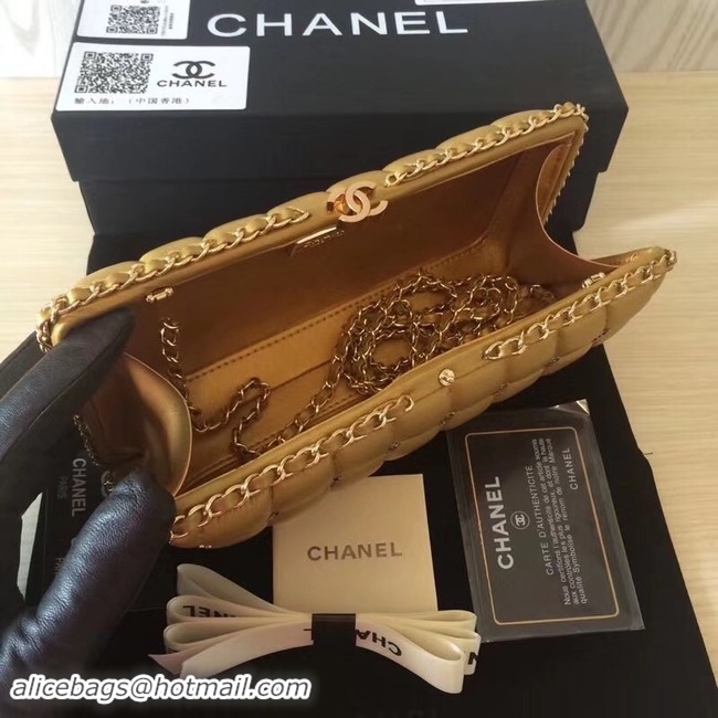 Shop Duplicate Chanel Minaudiere Metallic Lambskin & Ruthenium-Finish Metal 78985 GOLD