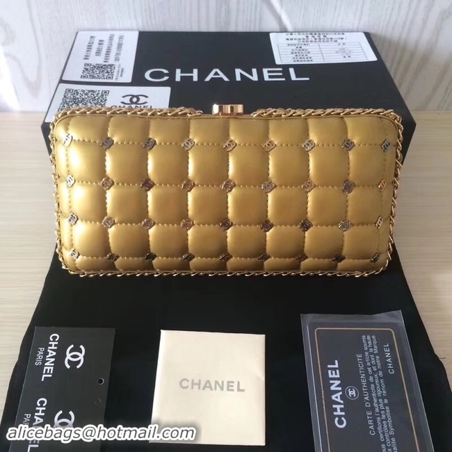 Shop Duplicate Chanel Minaudiere Metallic Lambskin & Ruthenium-Finish Metal 78985 GOLD