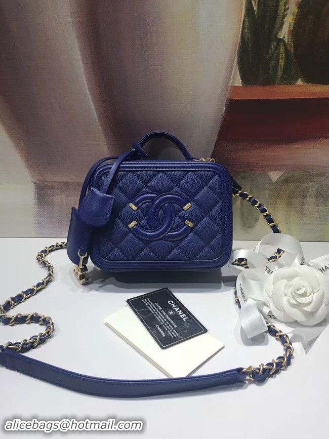 Sophisticated Chanel mini Vanity Case Original A93342 blue