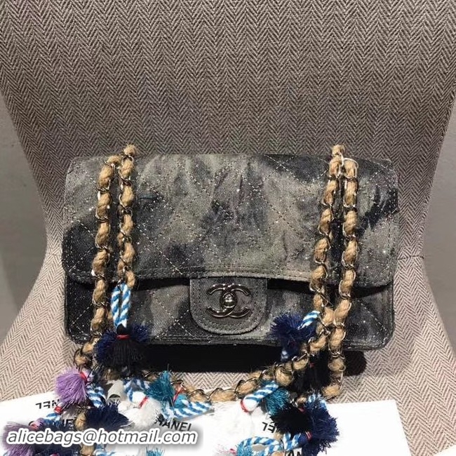 Stylish Chanel Flap Bag Original Denim D1112 grey