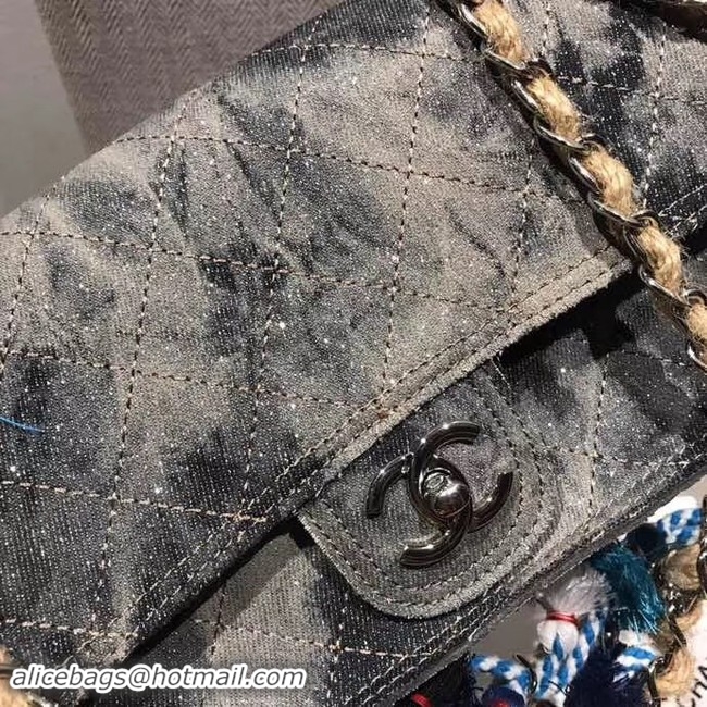 Stylish Chanel Flap Bag Original Denim D1112 grey