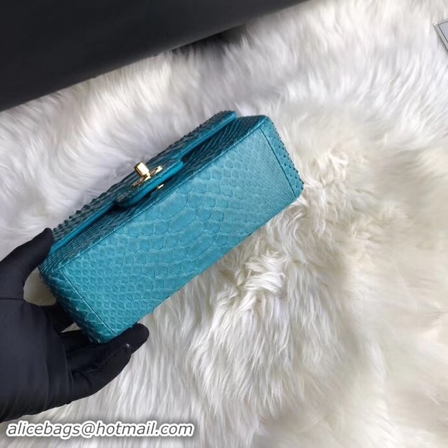 Trendy Design Chanel Mini Flap Bag Python & Gold-Tone Metal A69900 blue
