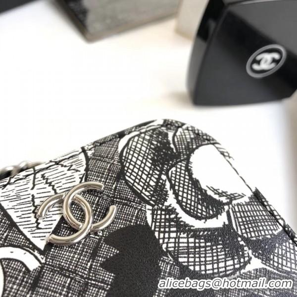 Stylish Chanel Printed Lambskin Clutch with Chain A70792 Black 2019 Collection