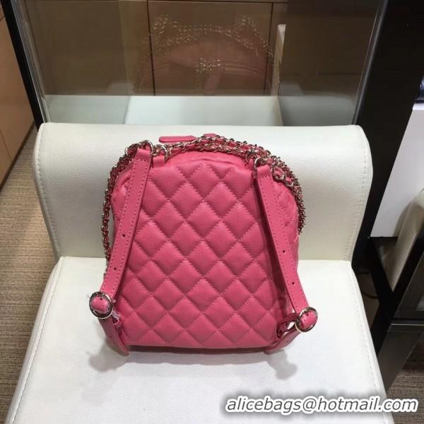 Duplicate Chanel Grained Calfskin Quilting Small Backpack AS0005 Pink 2019
