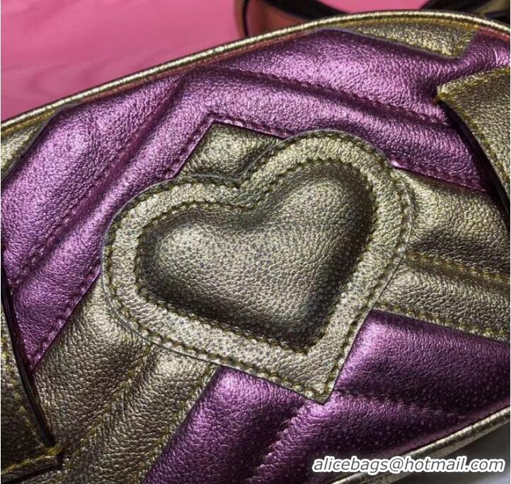 1:1 Gucci GG Marmont matelasse leather belt bag 476434 Pink&gold