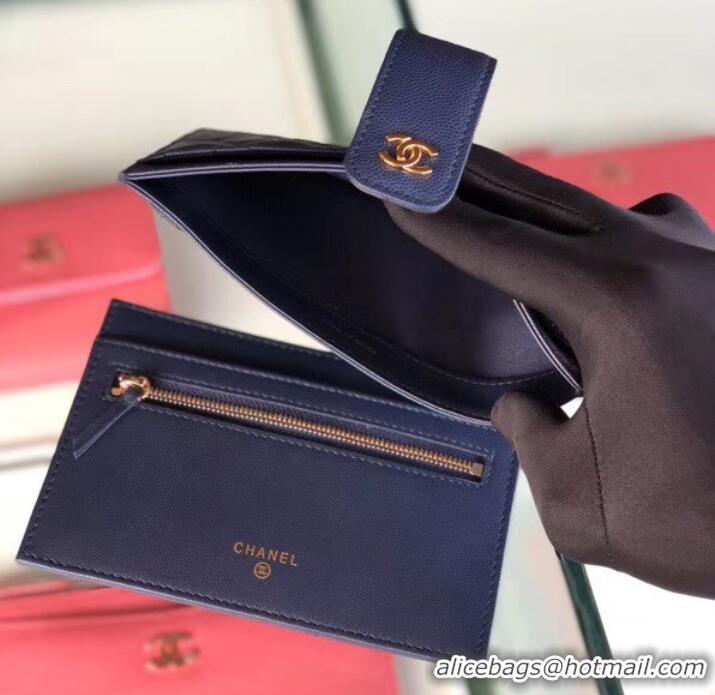 Low Price Chanel classic pouch Grained Calfskin & Gold-Tone Metal A81902 blue