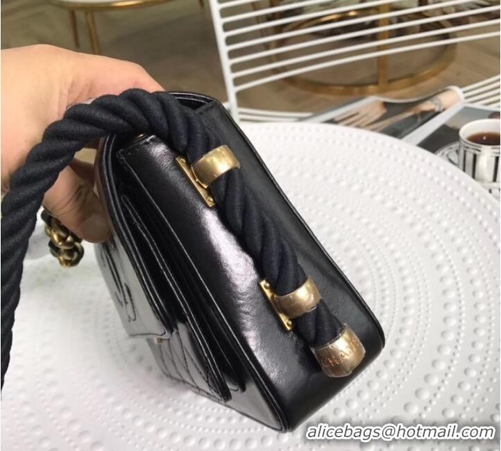 Duplicate Chanel flap bag Crumpled Calfskin Cotton & Gold-Tone Metal AS0074 Black