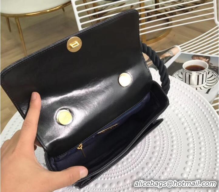 Duplicate Chanel flap bag Crumpled Calfskin Cotton & Gold-Tone Metal AS0074 Black