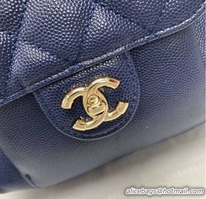Good Looking Chanel Grained Calfskin & Gold-Tone Metal backpack AS0003 Blue