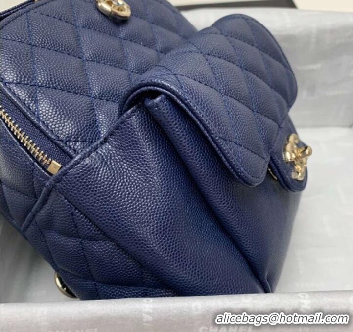 Good Looking Chanel Grained Calfskin & Gold-Tone Metal backpack AS0003 Blue