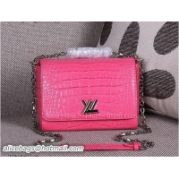 Low Cost Louis Vuitton Croco Leather Twist Chain Wallet M92182 Pink