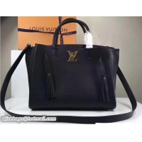 Luxury Discount Louis Vuitton Lockmeto Epsom Calfskin Leather Tassel Design M54572 Black 2017