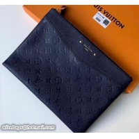Duplicate Louis Vuitton Monogram Empreinte Daily Pouch Clutch Bag M62937 Dark Blue 2018