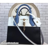 Most Popular Louis Vuitton City Steamer PM Bag M42189 Black/White/Sky Blue