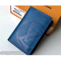 Top Grade Louis Vuitton Epi Initials Pocket Organizer Wallet M63517 Bleu Azur 2018