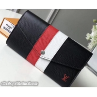 Popular Style Louis Vuitton EPI Leather Stripes Sarah Wallet M62985 Noir 2018