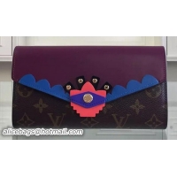 2015 Hot Louis Vuitton Monogram Canvas SARAH WALLET TOTEM Wallet M61348 Purple