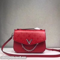 Durable Louis Vuitton original VERY MESSENGER leather M53382 Red