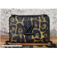 Luxury Louis Vuitton Wild Animal Leopard Printed Twist MM Bag M52046 Brown