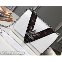 Duplicate Louis Vuitton EPI Monogram Canvas Chevron Stud Twist MM Bag 514011 White 2018