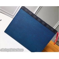 Charming Louis Vuitton Pochette Voyage MM Bag Damier Graphite Canvas Epi Blue M63068