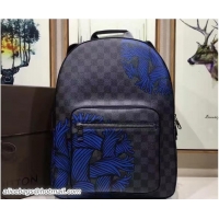 Good Looking Louis Vuitton Damier Graphite Canvas Rope Josh Backpack Bag N41712 Blue 2016