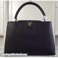Good Quality Louis Vuitton Original Litchi Leather CAPUCINES GM Bag M48870 Black