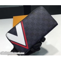 Luxury Discount Louis Vuitton America's Cup Damier Cobalt Canvas Zippy Organizer Wallet Red N64013