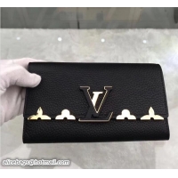 Top Grade Louis Vuitton Metal Edge Capucines Wallet M64551 Black