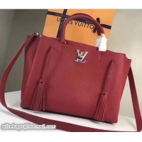Top Design Louis Vuitton Lockmeto Epsom Calfskin Leather Tassel Design M54572 Red 2017