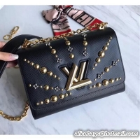 Duplicate Louis Vuitton Twist MM Studs Chain Shoulder Bag in Epi Leather M52510 Black 2018