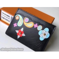 Discount Louis Vuitton EPI Monogram Flower Card Holder M62068 Black 2018