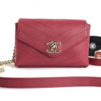 Feminine Chanel Lambskin Chevron Belt Bag 121011 Red