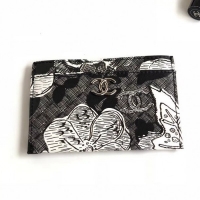 Grade Chanel Printed Lambskin Card Holder A57538 Black