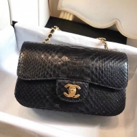 Discount Chanel Python Classic Small Flap Bag 121126 Black 2019