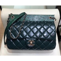Sumptuous Chanel Lambskin/Python Flap Bag A57947 Green 2019